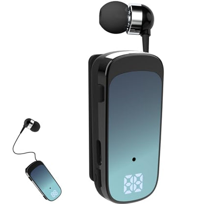 Retractable Wireless Headset Headphone Stereo Earphone V5.0 Noise Cancelling Mic Clip on Earpiece Comfortable HandsFree Headset 20Hrs Talking Time Sports Business Trucker Driver Earbud - color: Blue