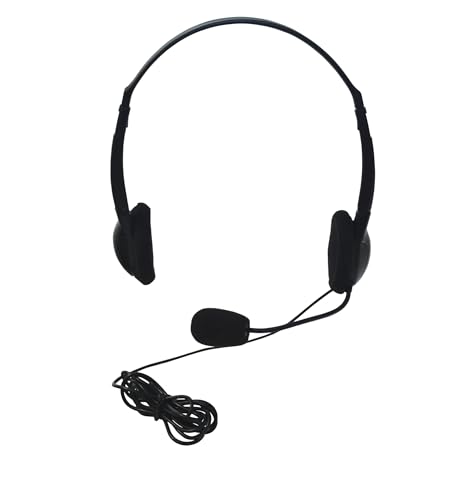 Califone 3065AVT Lightweight Personal Multimedia Stereo Headset with To Go Plug, Black, Fully Adjustable Headband Fits All Students, Recessed Wiring Resists Prying Fingers