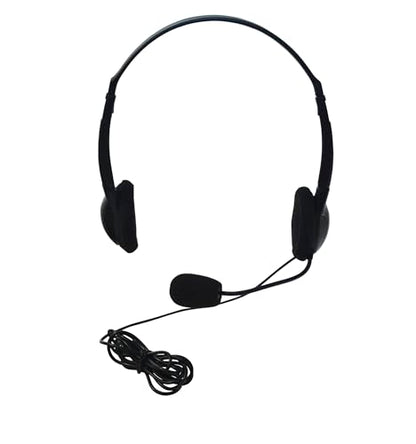Califone 3065AVT Lightweight Personal Multimedia Stereo Headset with To Go Plug, Black, Fully Adjustable Headband Fits All Students, Recessed Wiring Resists Prying Fingers