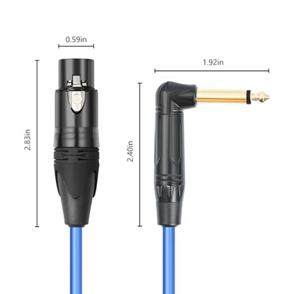 2Pack 3.3Feet XLR Female to 1/4 TS Right Angle,1/4 TS Right Angle to XLR Female Micphone Cable,6N OFC+Silver Plated HI-END Audio Cable for Micphone Mixer - size: 3.3Feet（2Pack）