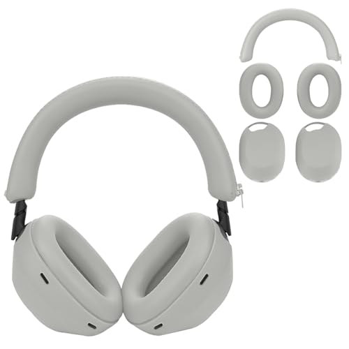 for Sony WH-1000XM6 Case Cover, 3 Sets Silicone Sweat Cover, KONXISA Eeadphones Protective Case for WH-1000XM6 Earpad/Ear/Headband Shell Protector, Washable Sweatproof, Platinum Silver - color: Platinum Silver
