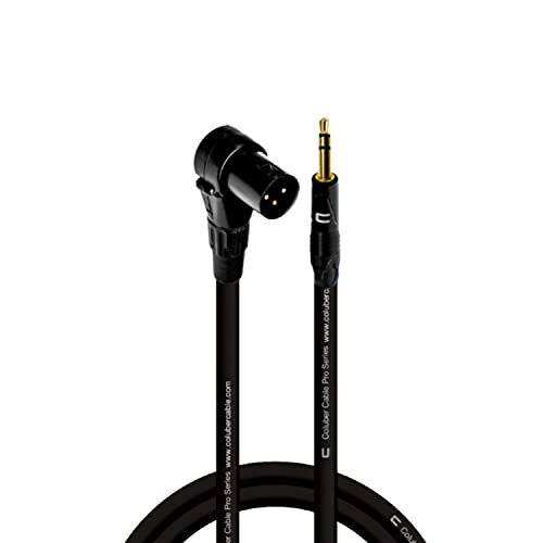 Right Angle 3-Pin XLR Male to 3.5 TRS Male - 5 Feet - Black - Pro 3-Pin Microphone Connector for Powered Speakers, Audio Interface or Mixer for Live Performance & Recording