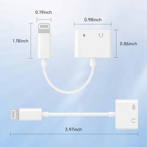 [Apple MFi Certified] 2 Pack Lightning to 3.5mm Headphone Jack Adapter, 2 in 1 Headphone Adapter Aux Audio and Charger Adapter Dongle Cable Splitter Compatible with iPhone14/13/12/11/XS/XR - color: 3.5+Charger, size: Lightning