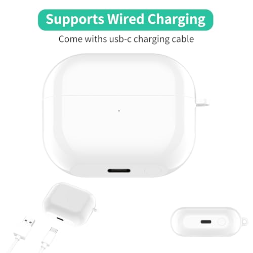 Charging Case Inended for Samsung Galaxy Buds 3 Pro,Replacement Charger Station with USB C Cable Wired Earbuds Charger Case Dock Stand Cradle Cover (White) - color: White