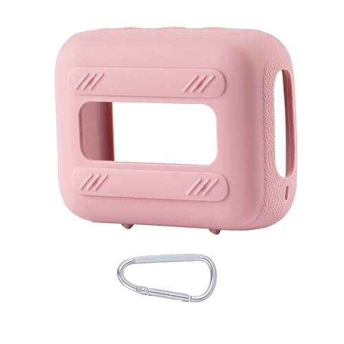 for JBL Go 4 Waterproof Bluetooth Speaker Silicone Cover, Pink | Snug Fit, Portable Carabiner Clip, Shock Absorption, Drop Protection, Travel Lightweight Design, Protective Skin Case - color: Pink Case