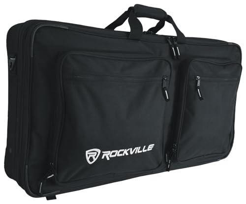 Rockville DC27 Padded 27" DJ Controller Mobile Producer Backpack Bag | 7 Adjustable Foam Dividers, Water-Resistant Shell, 15" Laptop Slot, YKK Zippers, Shoulder Strap, Carry Handles - size: 27"