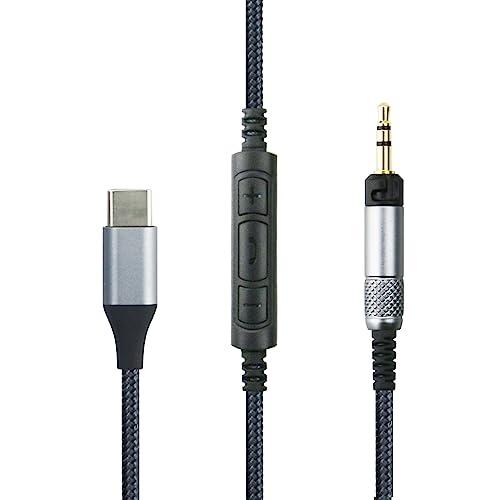 NewFantasia USB C Audio Cable Compatible with Sennheiser HD598SE HD598 HD560s HD620S HD598Cs HD599 HD579 Headphone, Remote Volume Mic Compatible with iPhone 15, for Samsung Galaxy for Oneplus Android
