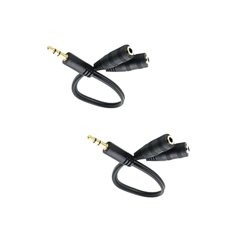 Headphone Splitter for 2 Headphones 2 Way 3.5mm Adapter Aux Cable Mini Jack Male to Dual Female Stereo Audio Y Splitter Couple Adapter Compatible with iPad iPhone iPod MacBook PC Amplifier Speaker