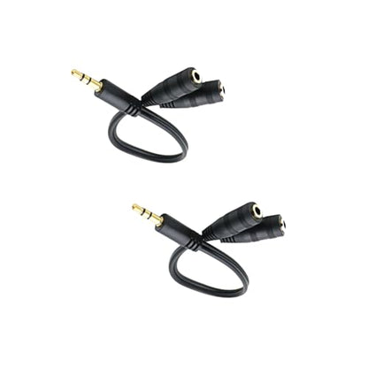 Headphone Splitter for 2 Headphones 2 Way 3.5mm Adapter Aux Cable Mini Jack Male to Dual Female Stereo Audio Y Splitter Couple Adapter Compatible with iPad iPhone iPod MacBook PC Amplifier Speaker