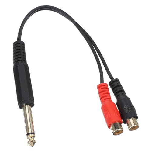 6.35mm to RCA Cable 1/4 Male to Dual RCA Female Splitter Stereo Audio Y Adapter Cord Quarter Inch Mono TS to 2 RCA Female Jack Plug Interconnect for Amplifier Mixer Speaker Home Theater (8 Inch)