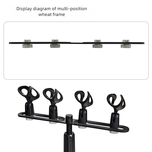 double mic holder Stereo bar Array Spacing Microphone Mount Holds 2 Mics XY and ortf Mic T-Bar Bracket, Fits 3/8" and 5/8" dual Mic Stands with Included Adapter