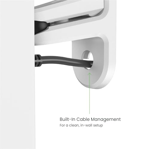 Kanto SPW3W Universal Satellite Speaker Wall Mount Bracket | ¼-20 Thread Attachment | Tilt, Swivel & Rotation | Holds 12 lbs (5.4 kg) | Wire & Cable Management | No Visible Hardware | Pair | White - color: White