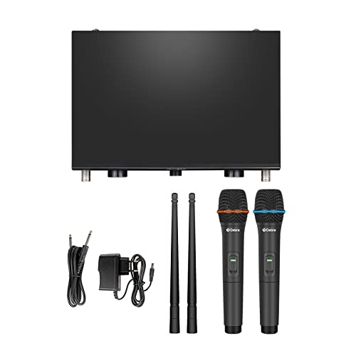 D Debra Audio AU200 Pro UHF 2 Channel Wireless Microphone System with Cordless Handheld Lavalier Headset Mics, Metal Receiver, for Karaoke Church Party (2 Handheld) - style: 2 Handheld