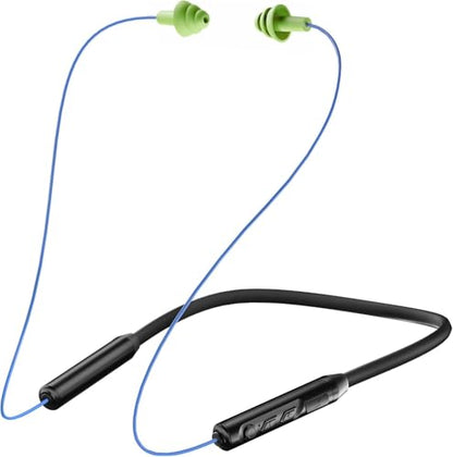MIPEACE Bluetooth Earplug Headphones, Neckband Wireless Earbuds earplugs-29db Noise Reduction isolating in-Ear earplug Earphones with Controls,IPX6 sweatproof,20+Hour Battery(Blue Green) - color: Green