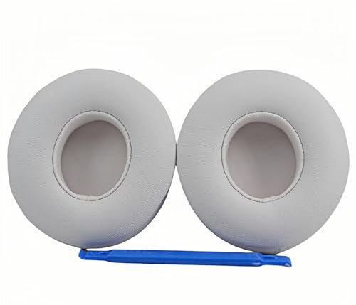 Solo 4 Ear Pads Replacement Ear Cushion Cover Compatible with Beats Solo 4 Wireless Headphones -Softer Protein Leather High Density Memory Foam White