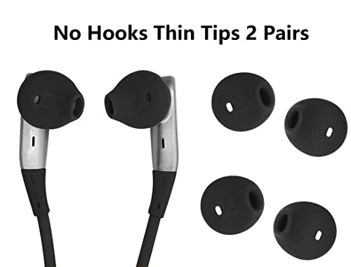 JNSA Replacement Silicone Ear Tips Ear Plugs Hooks Compatible with So ny WI-SP500 or Galaxy S7 S7 Edge Original Earphones, Black Hook Tips 2 Pairs and Gray Buds Tips 2 Pairs, 4 Pairs Set,S7BG4
