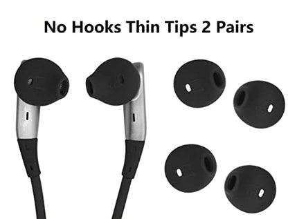 JNSA Replacement Silicone Ear Tips Ear Plugs Hooks Compatible with So ny WI-SP500 or Galaxy S7 S7 Edge Original Earphones, Black Hook Tips 2 Pairs and Gray Buds Tips 2 Pairs, 4 Pairs Set,S7BG4