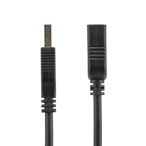 StarTech.com 6in Short USB 3.0 (5Gbps) Extension Adapter Cable (USB-A Male to USB-A Female) - USB 3.2 Gen1 Port Saver Cable - Black (USB3EXT6INBK) | Male to Female port saver, Short, 3.2 Gen1, Braided shielding, Aluminum-mylar foil, Molded strain relief,