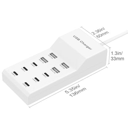USB Charging Station for Multiple Devices USB Wall Charger Power Hub Strip Smart Plug Charging Dock Desktop Charge Block 6 USB C 4 USB A Ports Compatible with iPhone 15/iPad/iPod/Galaxy S Smart Phones