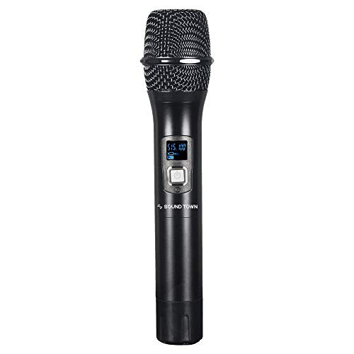Sound Town Metal 200 Channels UHF Wireless Microphone System with 2 Handheld Microphones and Auto Scan, for Church, School, Outdoor Wedding, Meeting, Party and Karaoke (SWM26-U2HH) - color: Gloss Black