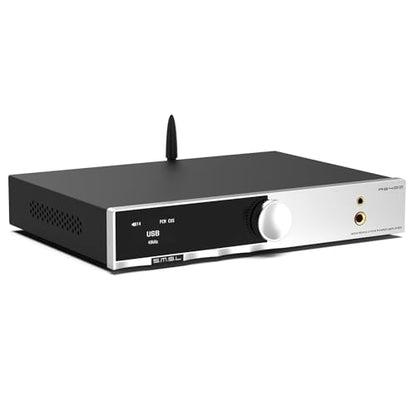SMSL AS400 Power Amplifier 165W x 165W DAC Headphone Amp MM Phono Preamp | MA5332M5 Chip USB/Coax/Opt/HDMI ARC/RCA/Phono Input 2.1 Channel Speaker/Subwoofer 4.4mm/6.35mm Headphone Output Silver