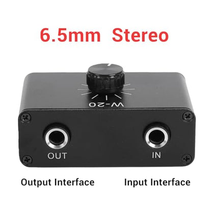 Zunate Line Volume Attenuator, 6.35mm 1/4 Inch Inline Audio Level Controller with Knob, Passive Signal Adjuster for Dynamic Microphones, Guitars, Keyboards, Studio Monitor Line Control