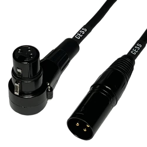 CNCESS Right Angle Female XLR to Straight Male XLR Cable, 2 Pack | 3-Pin to 3-Pin, Plug Cable