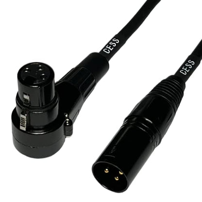 CNCESS Right Angle Female XLR to Straight Male XLR Cable, 2 Pack | 3-Pin to 3-Pin, Plug Cable