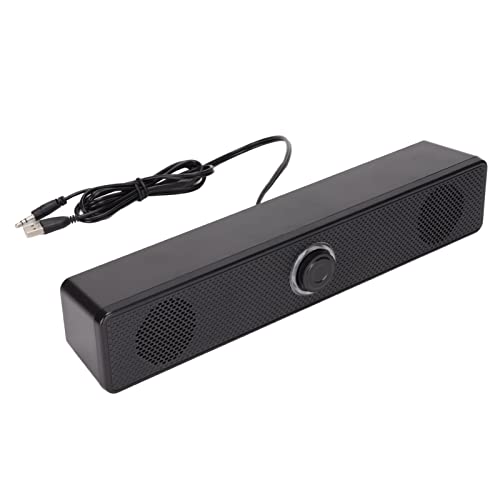 E 350TS USB Powered Computer Soundbar with Volume Control for Desktop PC Laptop Tablet, Surround Sound for Gaming, Multiple Devices Compatible, Black