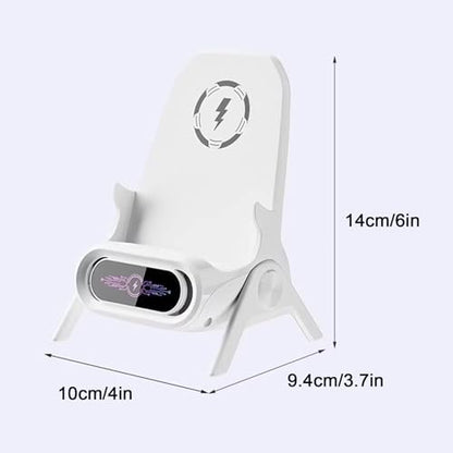 Wireless Charger Stand with Sound Amplifier, Wireless Charging Station 15W Fast Charging Dock, Multi-Device Magnetic Heads, Stable Triangular Design(Color:White) - color: White