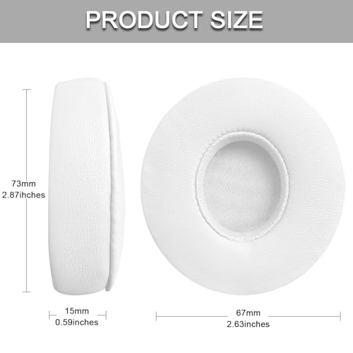 Replacement Ear Pads for Beats Solo 2 & Solo 3 Wireless On-Ear Headphones, Replacement EarPads Cushions Headphones Covers with Memory Noise Isolation Foam Softer Leather-White - color: White