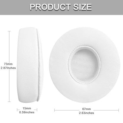 Replacement Ear Pads for Beats Solo 2 & Solo 3 Wireless On-Ear Headphones, Replacement EarPads Cushions Headphones Covers with Memory Noise Isolation Foam Softer Leather-White - color: White