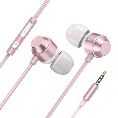 Wired Earbuds with Microphone,3.5mm Magnetic in-Ear Headphones with Volume Control and Noise Cancelling,Compatible with Phone,Tablet, Laptop(Pink) - color: Pink