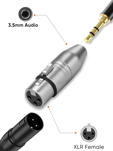 3.5mm to XLR Female Stereo,3 Pin XLR to 1/8'' inch TRS Microphone Extender | 2PCS 3.5mm TRS Mini-Jack to XLR Audio Jack Converter for Camcorder,Mixer,Speaker,Microphone,Amplifier - size: XLR Female