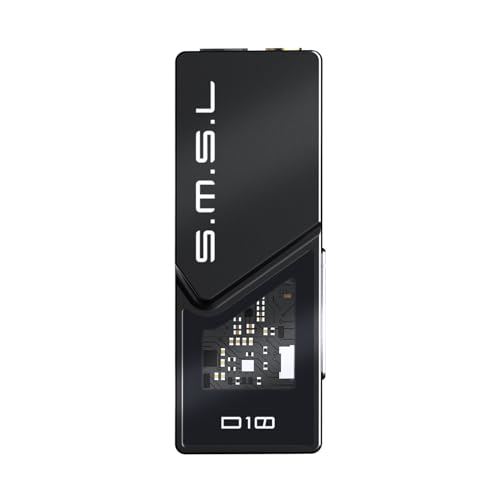 S.M.S.L D10 Headphone Amplifier USB Potrable Dac with 3.5mm & 4.4mm Balacnced Dual Mini Audio Amp Outputs Support 500mw 16ΩDSD256 PCM 32bit/384khz Hi-Res Earphone Amp for Smartphones/PC/Laptops(Black) - color: Black