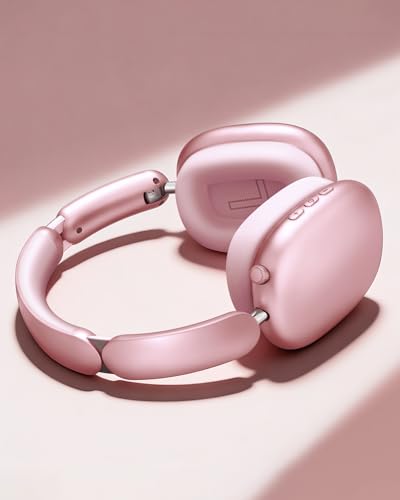 Wentronic Y02 Active Noise Cancelling Wireless Headphones, Pink | Over-Ear, Bluetooth, 60H Playtime,Crystal Clear Calls, Hi-Res Audio, Big Bass, Foldable Lightweight for Travel Home Office - color: Pink