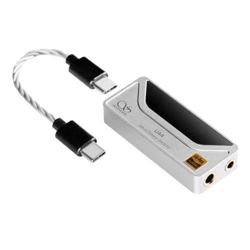 SHANLING UA4 Headphone Amplifier, Portable USB DAC AMP, Support MQA 16X, 768kHz DSD512, High Driving Power for Android/iOS/Mac/Windows, Dongle Volume Control, 3.5/4.4mm up to 237mW@32Ω Output (Silver) - color: UA4 Silver