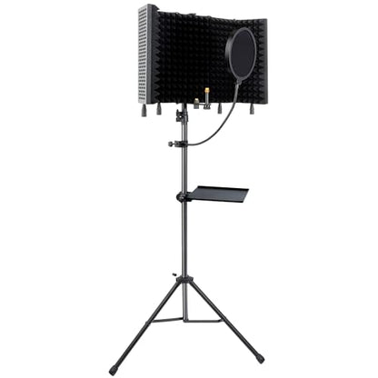 5-Sided Isolation Shield Microphone Stand with Pop Filter