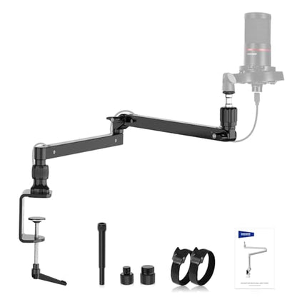 NEEWER Low Profile Mic Arm Desk Stand Mount with Damping, 360° Swivel Articulating Boom Arms with Heighten Pole & Cable Management Channels for Microphone Podcast Gaming Streaming Zoom Calls, MST002 - style: MST002