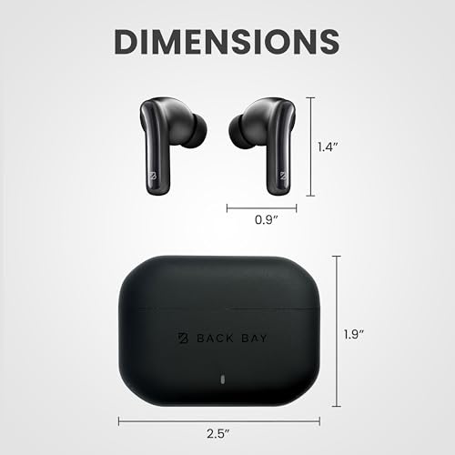 Back Bay Audio True Wireless Earbuds Noise Cancelling Earbuds, Premium ANC - color: Black