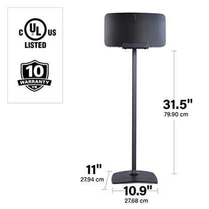Sanus Wireless Speaker Stand for Sonos Five and Sonos Play:5 - Audio Enhancing Design for Vertical & Horizontal Audio with Built-in Cable Management & Premium Alloy Materials - OSS52 (Black) - color: Black