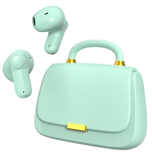 ANCwear Wireless Earbuds with Mini Handbag Case, 22H Playtime, Sage Green | Bluetooth 5.3, 13mm drivers, touch controls and DIY stickers for music, calls, travel, everyday wear and gifting - color: Green