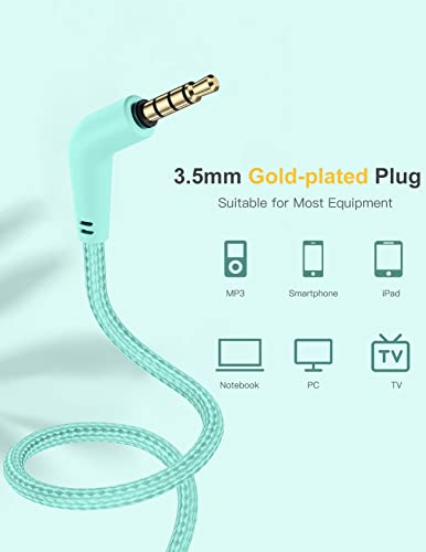 Nabevi Kids Headphones with Microphone, Over-Ear Headphones for Kids with Sharing Function, 85dB/94dB Safe Volume Limit, Wired Headphone for Children, Kid Headset for School, Tablet, Travel, Green - color: Green