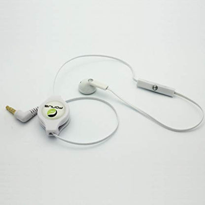 Retractable Mono Earphone Compatible with Samsung Galaxy A25 5G/A15 5G Phones - Headphone 3.5mm w Mic Headset Handsfree Earbud Earpiece