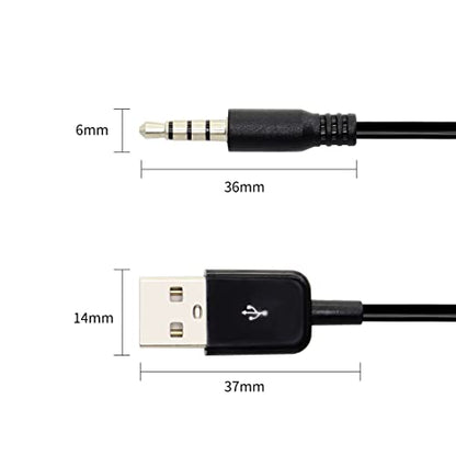 YACSEJAO USB to 3.5mm Audio Jack Coiled Cable, Male AUX to USB 2.0 Adapter Cord for MP3 Players, Headphones