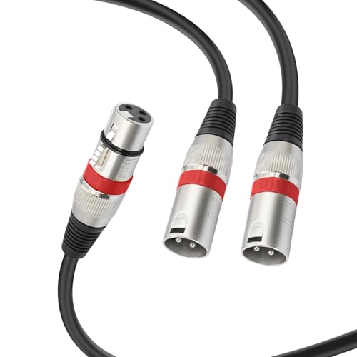 2 Pack 5 FT XLR Female to Dual Male Y Splitter Cable, Female XLR to 2 Male Y Cable Splitter 1 F to 2 M for Micphone Mixer - color: 1 XLR F To 2 XLR M, size: 5FT 2Pack