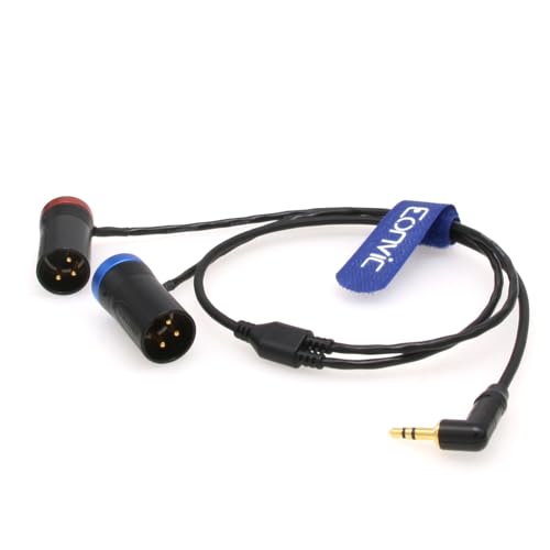 3.5mm Right-Angle TRS to Double Low-Profile XLR 3 Pin Male Y Cable for Rode Wireless GO II Dual Channel Wireless Microphone Receiver with Recorder/Camera