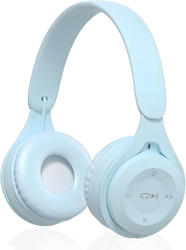Upgraded Hybrid Noise Cancelling Bluetooth Headphones Over Ear Wireless Bluetooth with Mic Soft-Earpads HiFi Stereo Foldable Lightweight Headset Deep Bass for Home Office Cellphone PC Blue