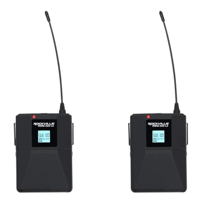 Rockville RWM-200 L2 Dual UHF Beltpack Wireless Microphone System, Lavalier & Headset Mics, 200 Channels, 3 Band EQ, Echo | 200 Channels, XLR/1/4" Outputs, 500' Range, Metal Receiver, Belt Pack EQ, One-Key Pairing, FCC Compliant - style: Lavalier