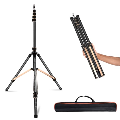 Soonpho Extendable Photography Light Stand 8.5ft Aluminium Alloy Tripod Light Photography with 180° Reversible Leg Travel Compact Tripod Maximum Height 102"/260cm for Continute Output Lighting - color: Black-Orange